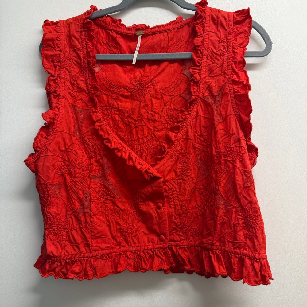 Free People Scarlet Ruffled Blouse